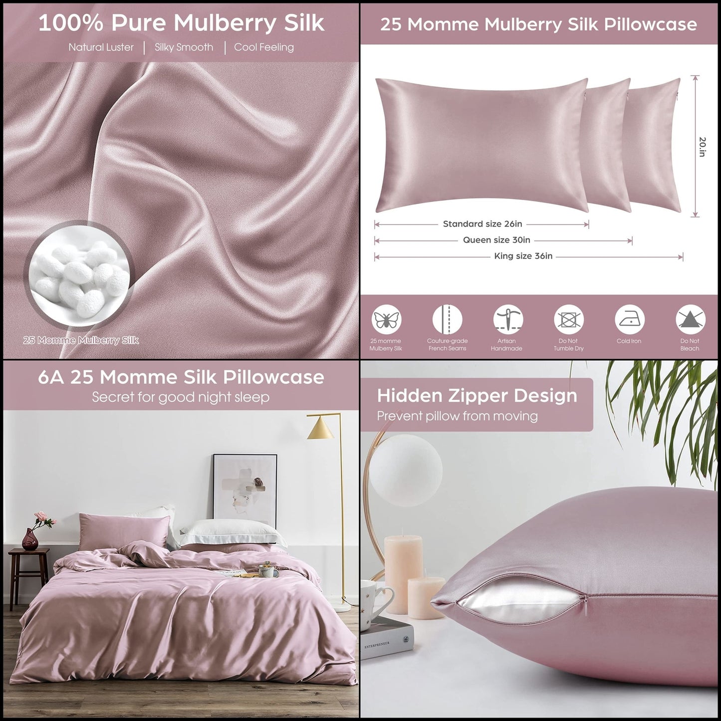 Heavyweight mulberry silk pillowcase texture