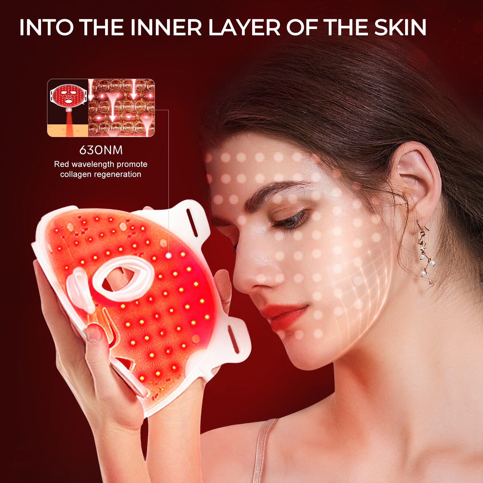 LED face mask flexible silicone interior