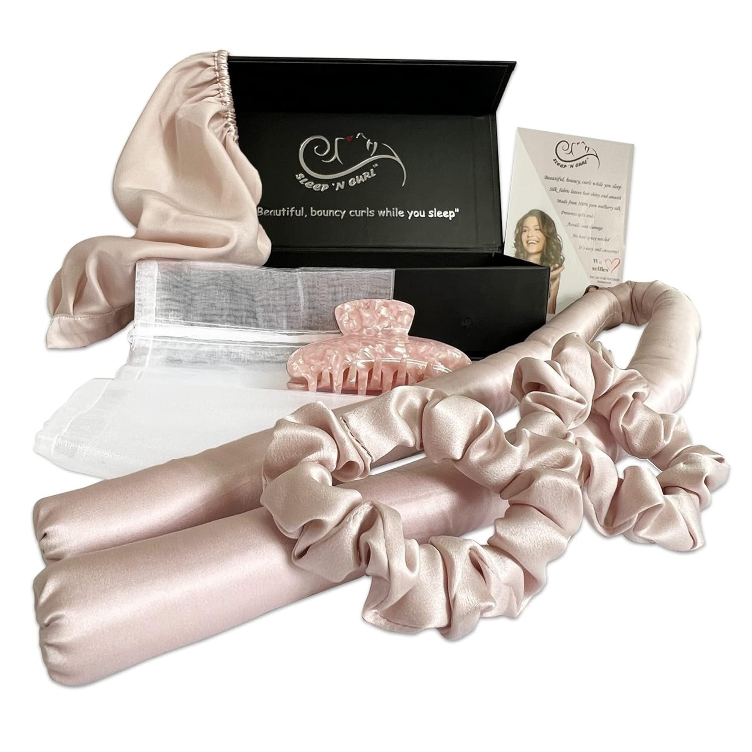 Sleep and curl heatless mulberry silk kit