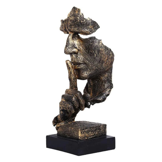 Gold Modern 'Silence Is Golden' Abstract Sculpture Nordic Resin Art Statue for Office & Living Room Decor