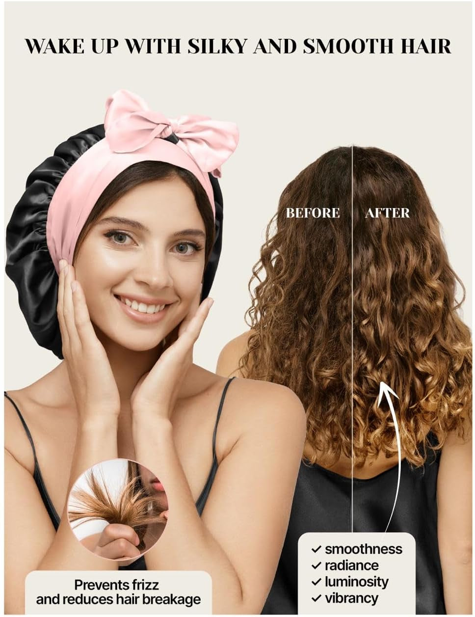Silk sleep bonnet folded