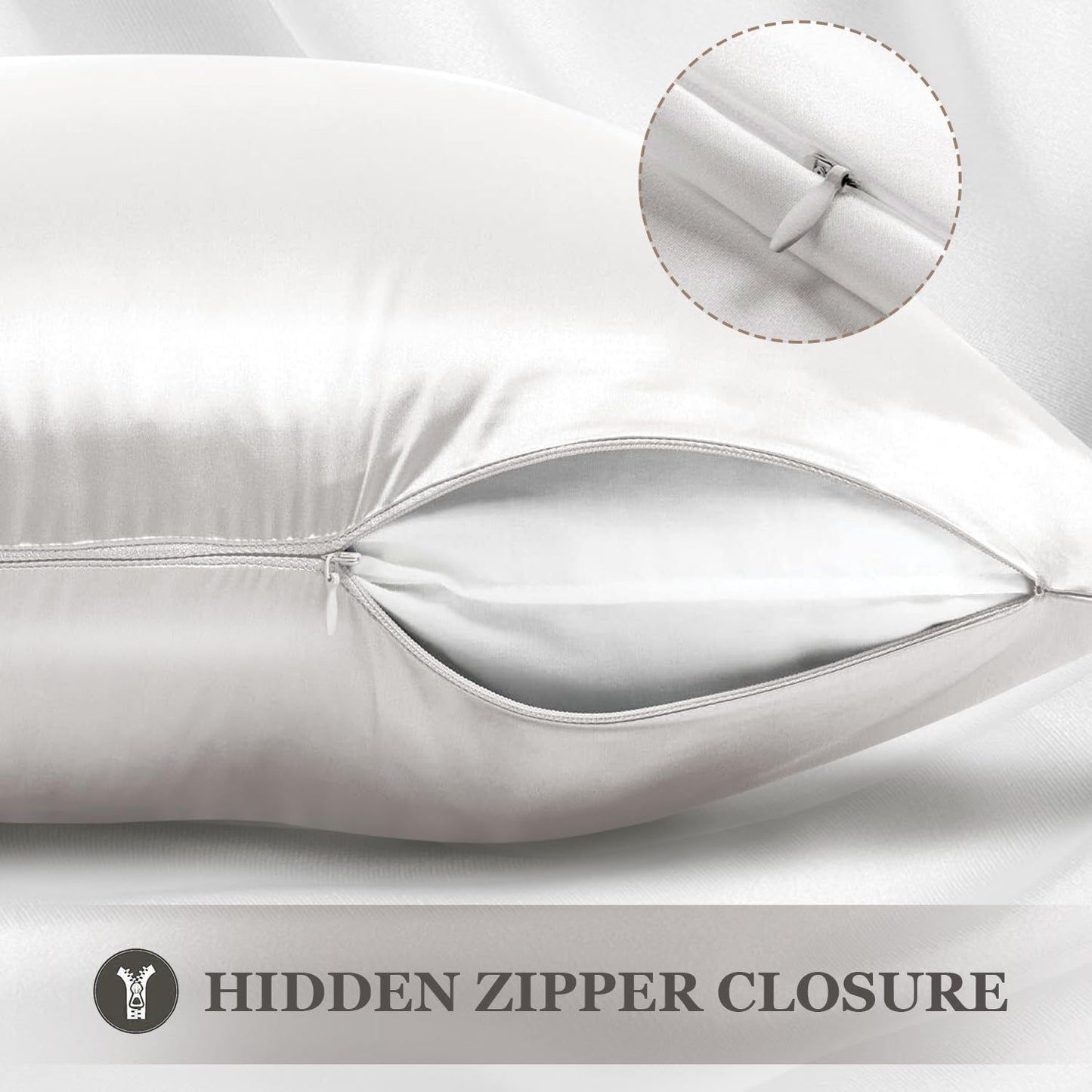 Silk pillowcase hidden zipper detail