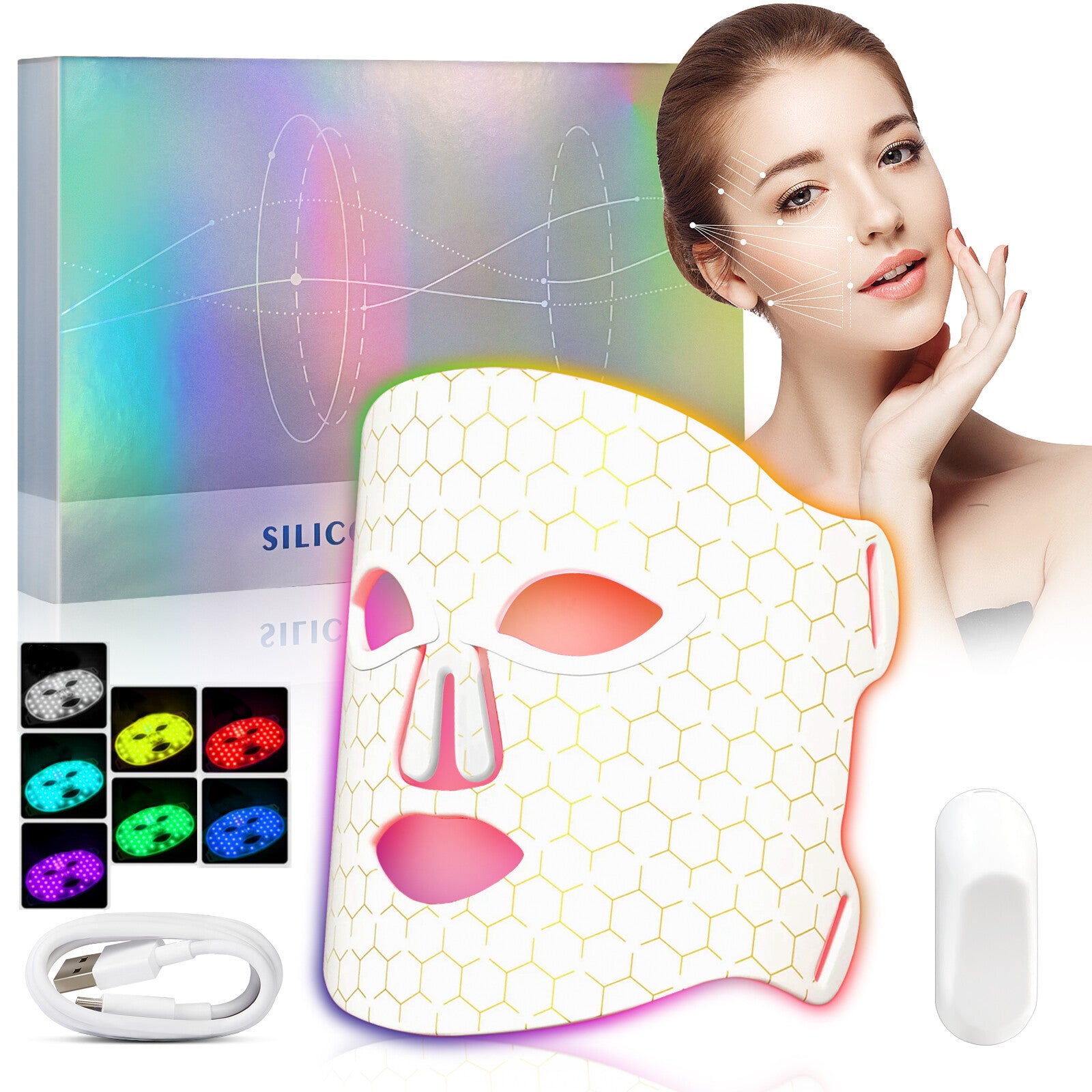 LED face mask packaging unboxed