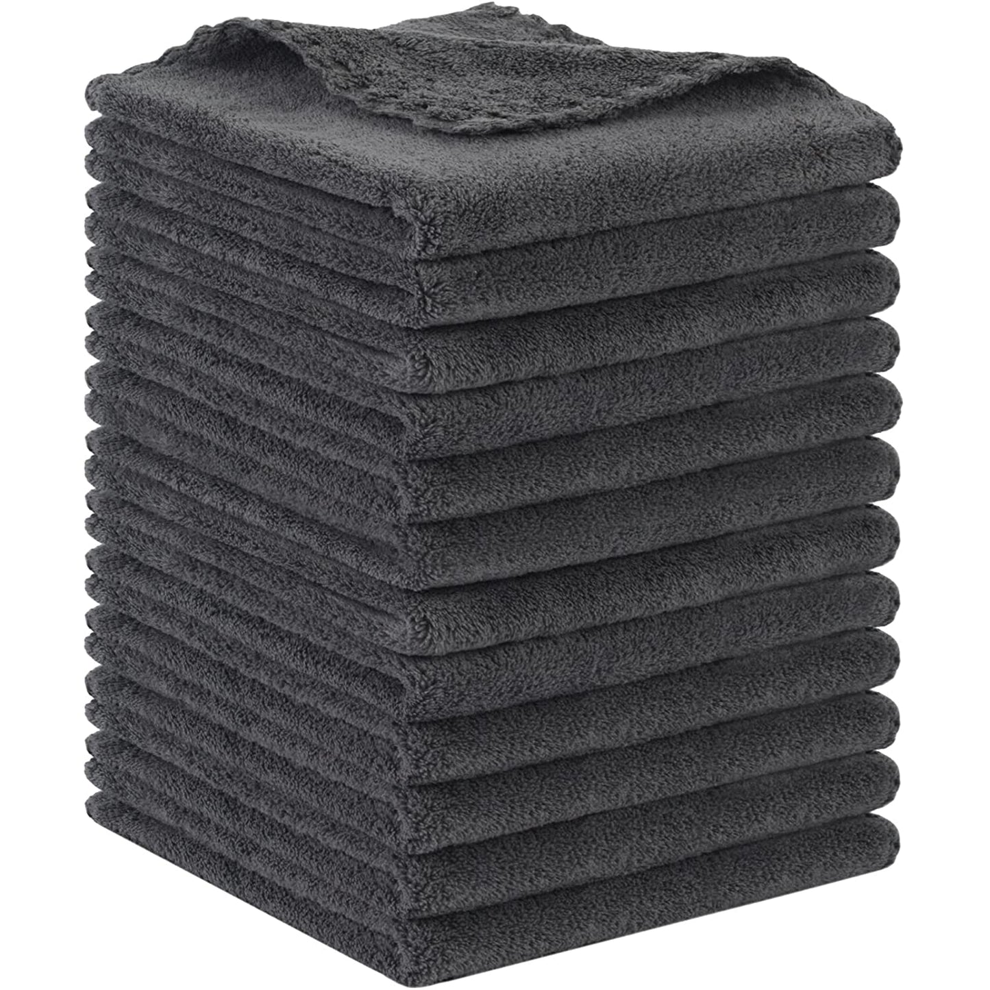Dark grey microfiber face cloths 12-pack