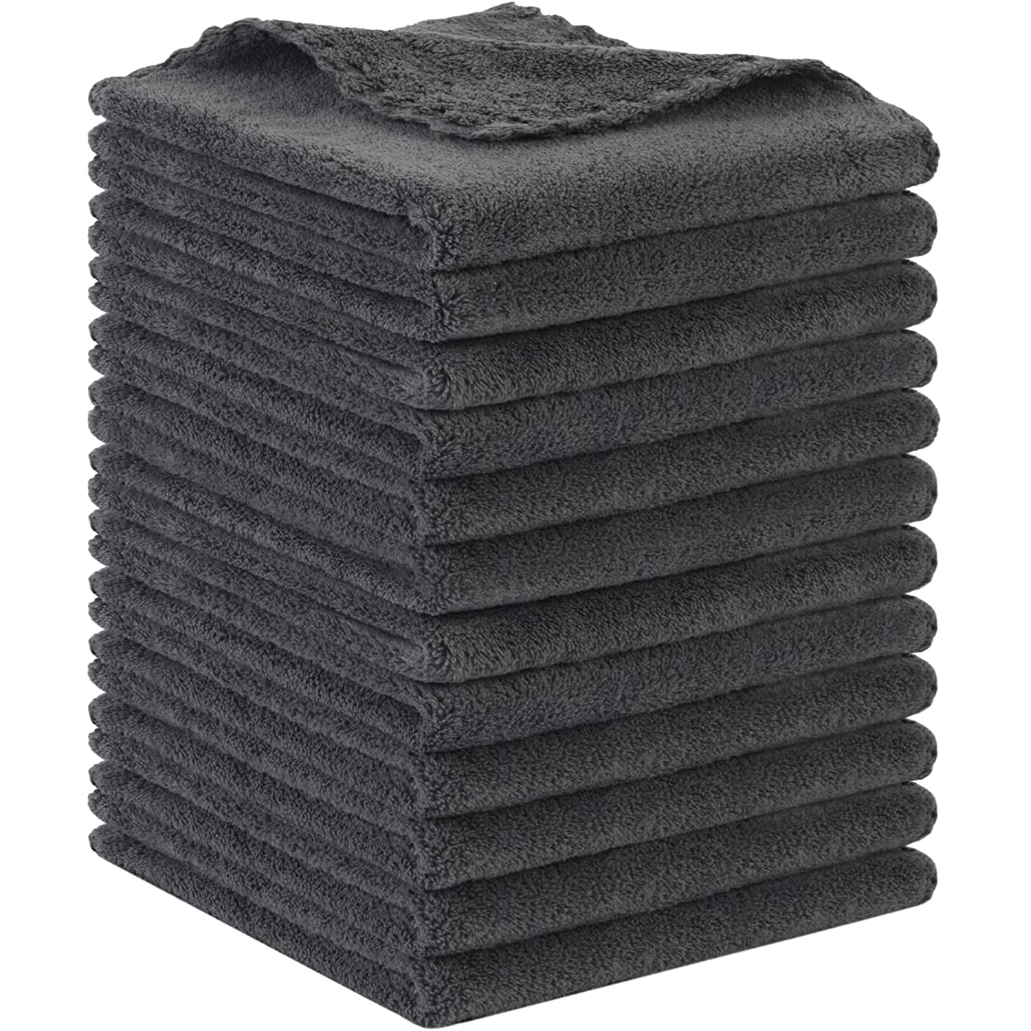 Dark grey microfiber face cloths 12-pack