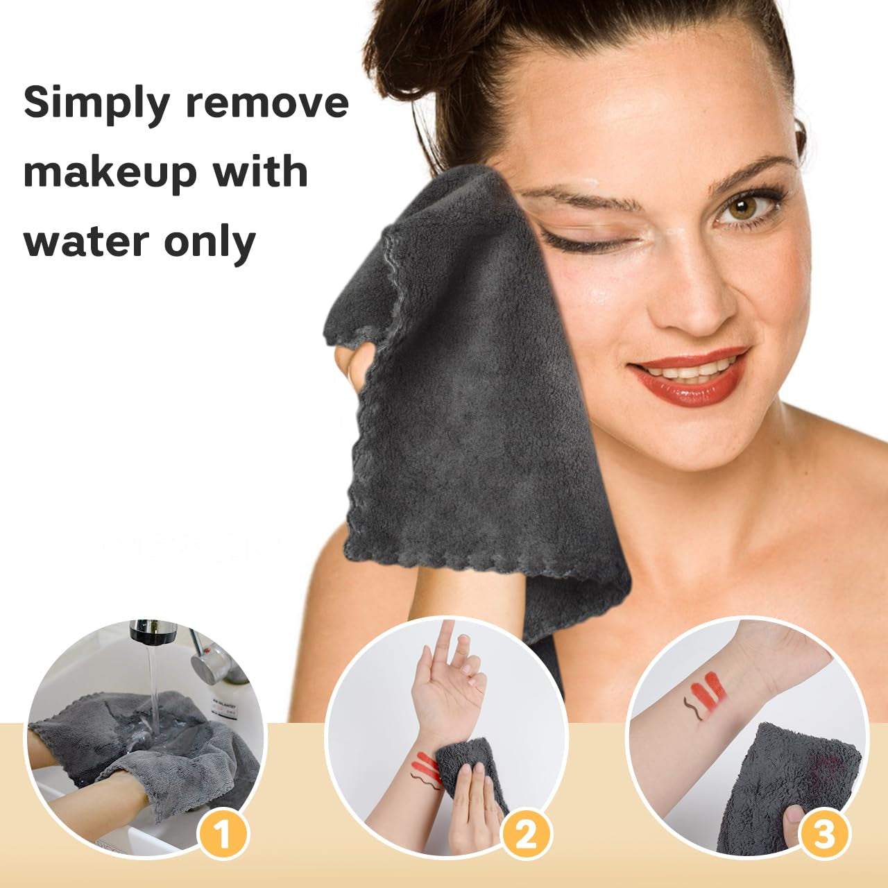 Microfiber face cloth in use lifting cleanser